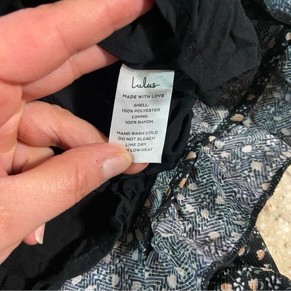 NWOT Lulus Admire You Black Floral Print Ruffled Long Sleeve Mini Dress - Picture 9 of 13